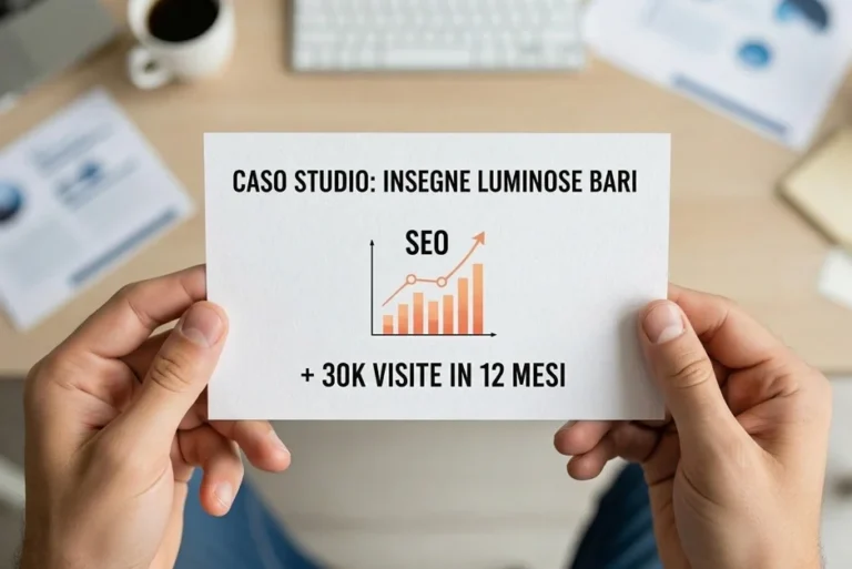 20 città. 30K visite. Un anno. 2 caso studio seo azienda neon bari